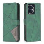 For Honor 100 Magnetic Buckle Rhombus Texture Leather Phone Case(Green)