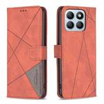 For Honor X8b Magnetic Buckle Rhombus Texture Leather Phone Case(Brown)