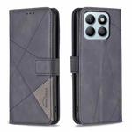 For Honor X8b Magnetic Buckle Rhombus Texture Leather Phone Case(Black)