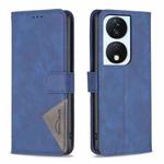 For Honor X7b Magnetic Buckle Rhombus Texture Leather Phone Case(Blue)