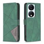 For Honor X7b Magnetic Buckle Rhombus Texture Leather Phone Case(Green)