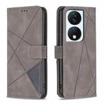 For Honor X7b Magnetic Buckle Rhombus Texture Leather Phone Case(Grey)