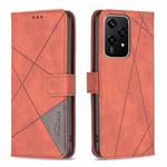 For Honor 200 Lite Magnetic Buckle Rhombus Texture Leather Phone Case(Brown)