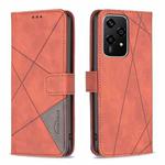 For Honor 200 Lite Global Magnetic Buckle Rhombus Texture Leather Phone Case(Brown)