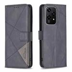 For Honor 200 Lite Global Magnetic Buckle Rhombus Texture Leather Phone Case(Black)