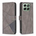 For Honor X6b Magnetic Buckle Rhombus Texture Leather Phone Case(Grey)