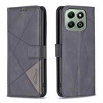 For Honor X6b Magnetic Buckle Rhombus Texture Leather Phone Case(Black)