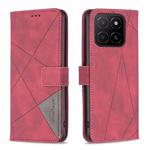 For Honor X5b Magnetic Buckle Rhombus Texture Leather Phone Case(Red)