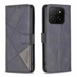 For Honor X5b Magnetic Buckle Rhombus Texture Leather Phone Case(Black)