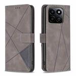 For Honor 200 Smart / X7C Magnetic Buckle Rhombus Texture Leather Phone Case(Grey)