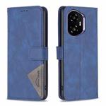 For Honor 300 Magnetic Buckle Rhombus Texture Leather Phone Case(Blue)