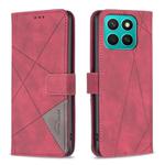 For Honor X8c 4G Magnetic Buckle Rhombus Texture Leather Phone Case(Red)