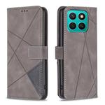 For Honor X8c 4G Magnetic Buckle Rhombus Texture Leather Phone Case(Grey)