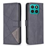 For Honor X8c 4G Magnetic Buckle Rhombus Texture Leather Phone Case(Black)