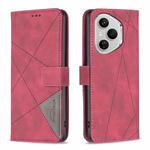 For Honor 400 Pro Global 160.8mm Magnetic Buckle Rhombus Texture Leather Phone Case(Red)