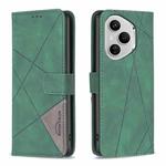 For Honor 400 Pro Global 160.8mm Magnetic Buckle Rhombus Texture Leather Phone Case(Green)