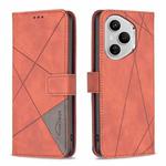 For Honor 400 Pro Global 160.8mm Magnetic Buckle Rhombus Texture Leather Phone Case(Brown)