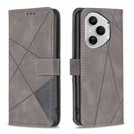 For Honor 400 Pro Global 160.8mm Magnetic Buckle Rhombus Texture Leather Phone Case(Grey)