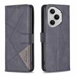 For Honor 400 Pro Global 160.8mm Magnetic Buckle Rhombus Texture Leather Phone Case(Black)