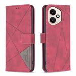 For Honor 400 Global 156.5mm Magnetic Buckle Rhombus Texture Leather Phone Case(Red)