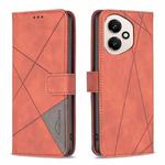For Honor 400 Global 156.5mm Magnetic Buckle Rhombus Texture Leather Phone Case(Brown)