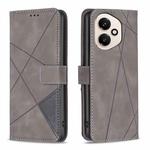 For Honor 400 Global 156.5mm Magnetic Buckle Rhombus Texture Leather Phone Case(Grey)