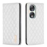 For Honor 90 5G Diamond Lattice Magnetic Leather Flip Phone Case(White)