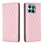 For Honor X6a Diamond Lattice Magnetic Leather Flip Phone Case(Pink)