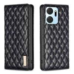 For Honor X7a Diamond Lattice Magnetic Leather Flip Phone Case(Black)