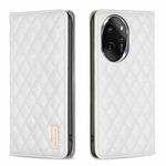 For Honor 100 Pro Diamond Lattice Magnetic Leather Flip Phone Case(White)