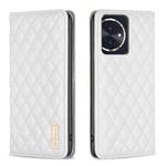 For Honor 100 Diamond Lattice Magnetic Leather Flip Phone Case(White)