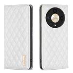 For Honor X9b/Magic6 Lite 5G Diamond Lattice Magnetic Leather Flip Phone Case(White)