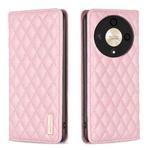For Honor X9b/Magic6 Lite 5G Diamond Lattice Magnetic Leather Flip Phone Case(Pink)