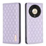 For Honor X9b/Magic6 Lite 5G Diamond Lattice Magnetic Leather Flip Phone Case(Purple)