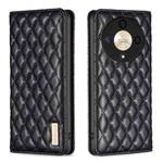 For Honor X9b/Magic6 Lite 5G Diamond Lattice Magnetic Leather Flip Phone Case(Black)