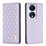 For Honor X7b Diamond Lattice Magnetic Leather Flip Phone Case(Purple)