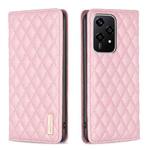 For Honor 200 Lite Diamond Lattice Magnetic Leather Flip Phone Case(Pink)