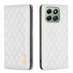 For Honor X6b Diamond Lattice Magnetic Leather Flip Phone Case(White)