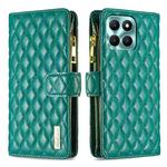 For Honor X6a Diamond Lattice Zipper Wallet Leather Flip Phone Case(Green)