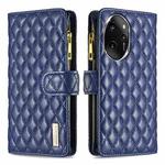 For Honor 100 Pro Diamond Lattice Zipper Wallet Leather Flip Phone Case(Blue)