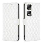 For Honor 90 Pro Diamond Lattice Wallet Flip Leather Phone Case(White)