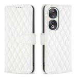 For Honor 90 5G Diamond Lattice Wallet Flip Leather Phone Case(White)