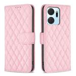 For Honor X7a Diamond Lattice Wallet Flip Leather Phone Case(Pink)