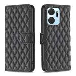 For Honor X7a Diamond Lattice Wallet Flip Leather Phone Case(Black)