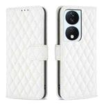 For Honor X7b Diamond Lattice Wallet Flip Leather Phone Case(White)