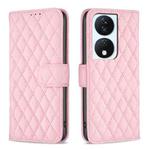 For Honor X7b Diamond Lattice Wallet Flip Leather Phone Case(Pink)