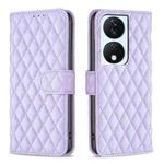 For Honor X7b Diamond Lattice Wallet Flip Leather Phone Case(Purple)