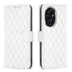 For Honor 200 Diamond Lattice Wallet Flip Leather Phone Case(White)