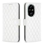 For Honor 200 Pro Diamond Lattice Wallet Flip Leather Phone Case(White)