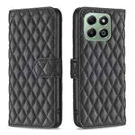 For Honor X6b Diamond Lattice Wallet Flip Leather Phone Case(Black)